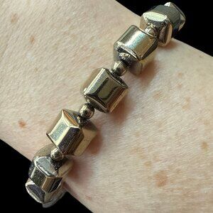 Bracelet pyrite squared round bead gemstone jewelry fashion accessories gift new